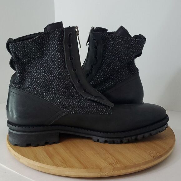 All Saints Men's Styx Boot Black Leather Tweed Size 12 - Picture 7 of 13
